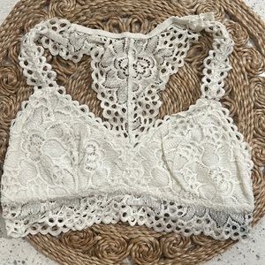 Aerie - White Boho Lace (No Padding) - Size Small Bralette